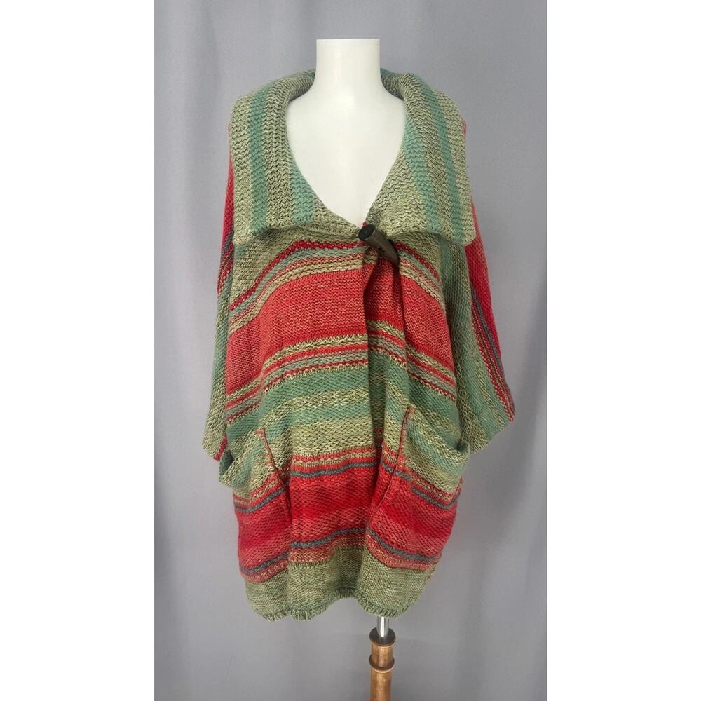 Ralph Lauren Sweater Coat Womens Medium Multicolor Stripe Knit Cashmere Boho